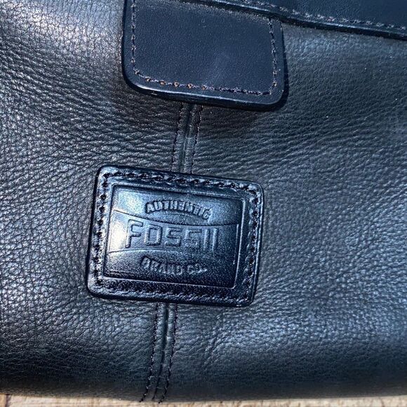 Fossil Soft Leather Black Travel Toiletry Bag Shaving Dopp Vintage - Picture 7 of 13